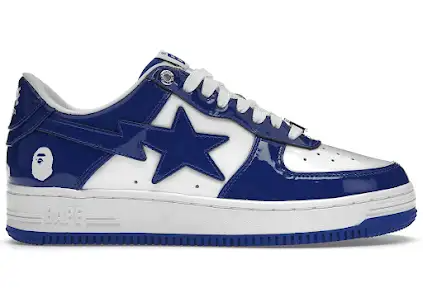 A Bathing Ape Bape Sta Patent Leather White Blue 1 A Bathing Ape Bape Sta Patent Leather White Blue