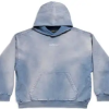 Balenciaga Washed Embroidered Hoodie Blue