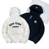 MLB Yankees flocked leather logo baseball down jacket