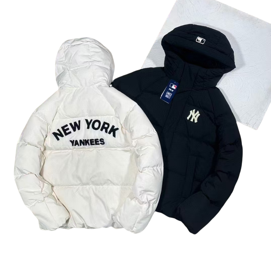 MLB Yankees flocked leather logo baseball down jacket 1 MLB Yankees flocked leather logo baseball down jacket