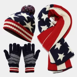 Hat, scarf, and gloves three-piece set